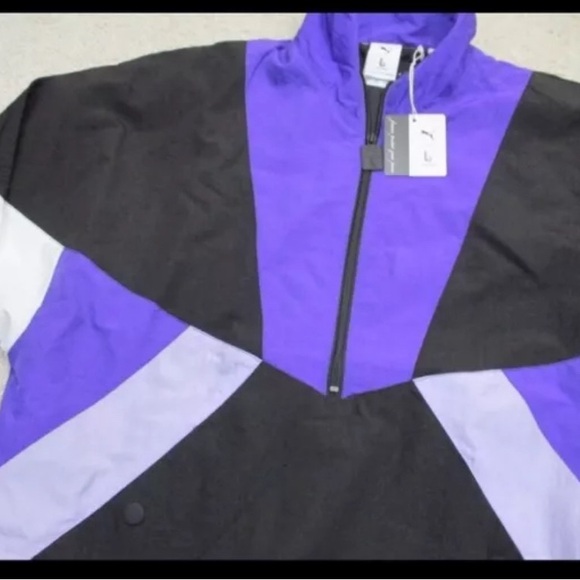 PUMA x Lauren London Track Jacket Black/Purple Windbreaker Large - Picture 3 of 8